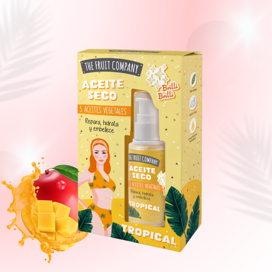 Huile sèches scintillantes pailletées - Tropical - The Fruit Company 50ml