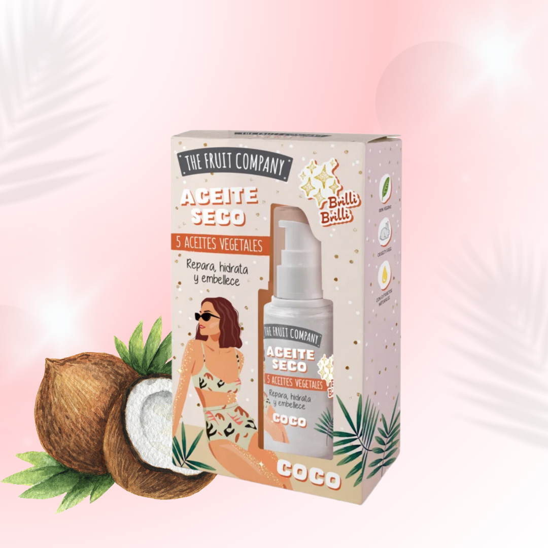 Huile sèches scintillantes pailletées - Coco - The Fruit Company 50ml