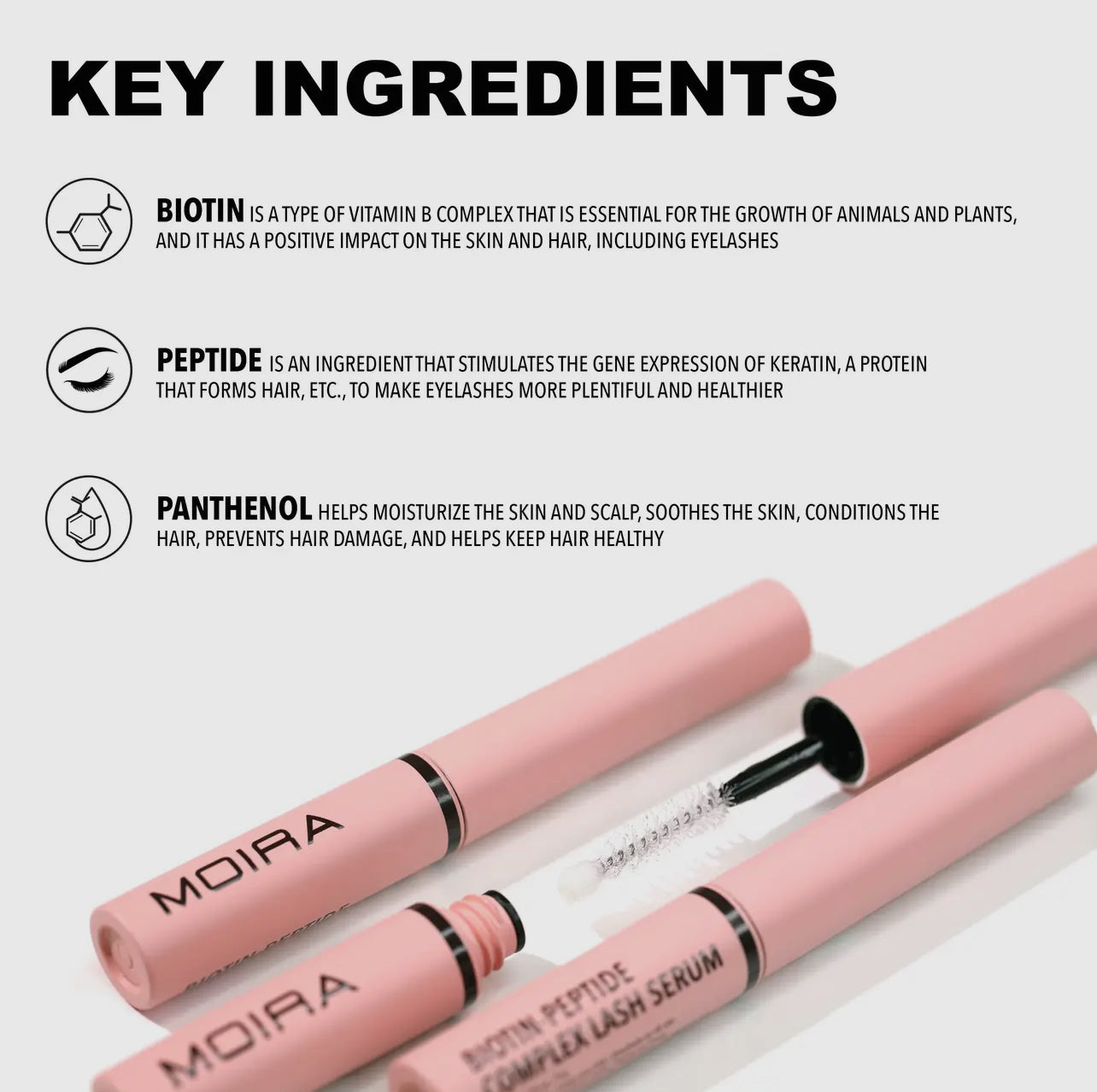 Sérum cils -Complexe Biotine - Peptide- Moira cosmetics