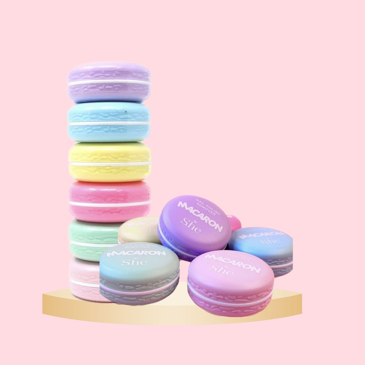 Macaron dissolvant - Rose poudrée