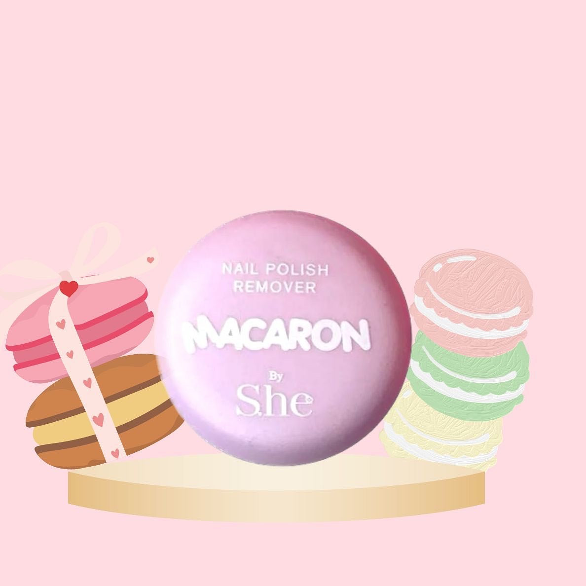 Macaron dissolvant - Rose poudrée